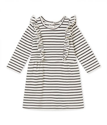 Poupons プチバトー ミニマリニエールフリルワンピース